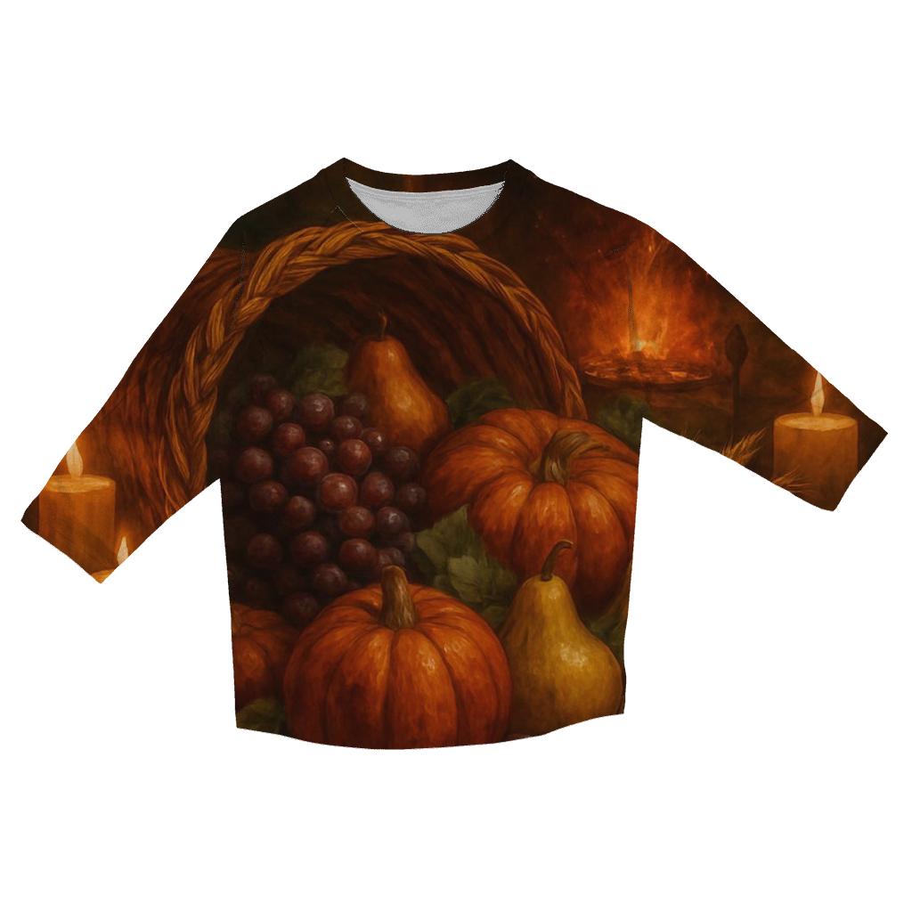 Candlelit Cornucopia Hearth personalized 3/4 sleeve tees