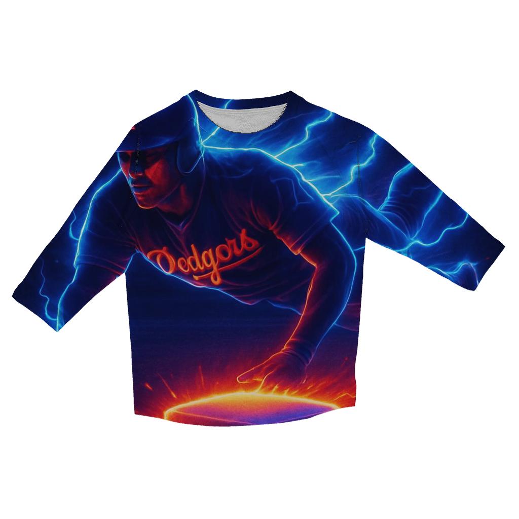 Blue Lightning Steal casual three quarter sleeve shirts