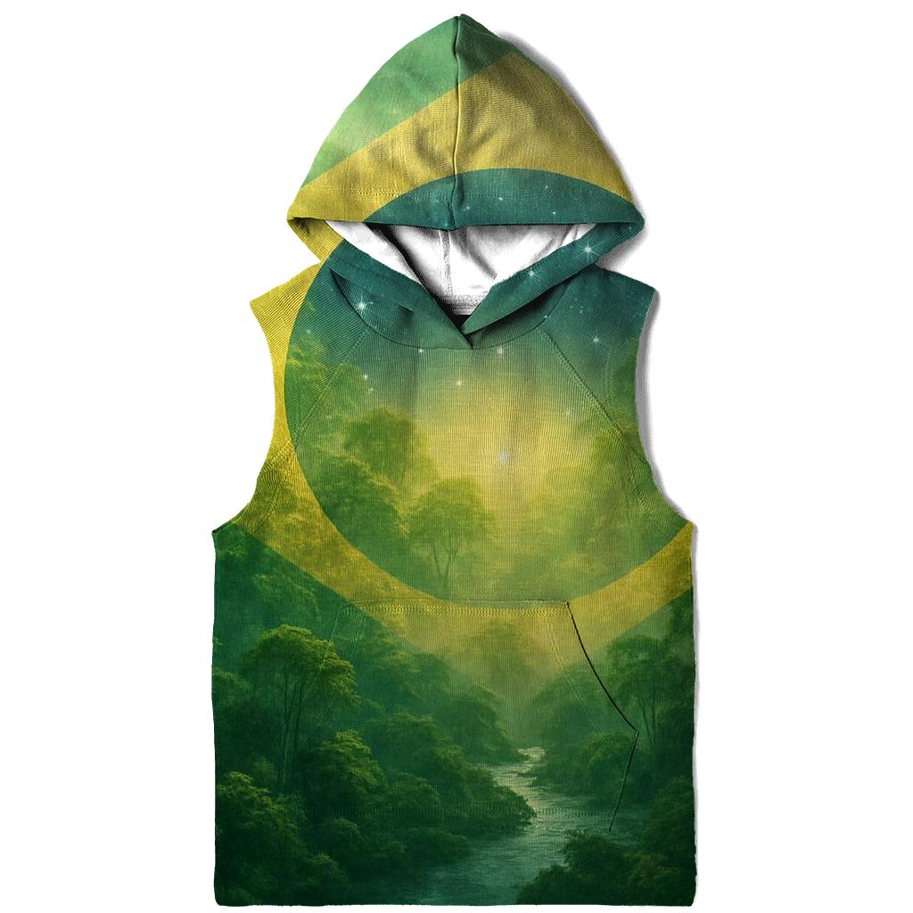 Brazilian Flag Rainforest Double Exposure zip-up hoodies