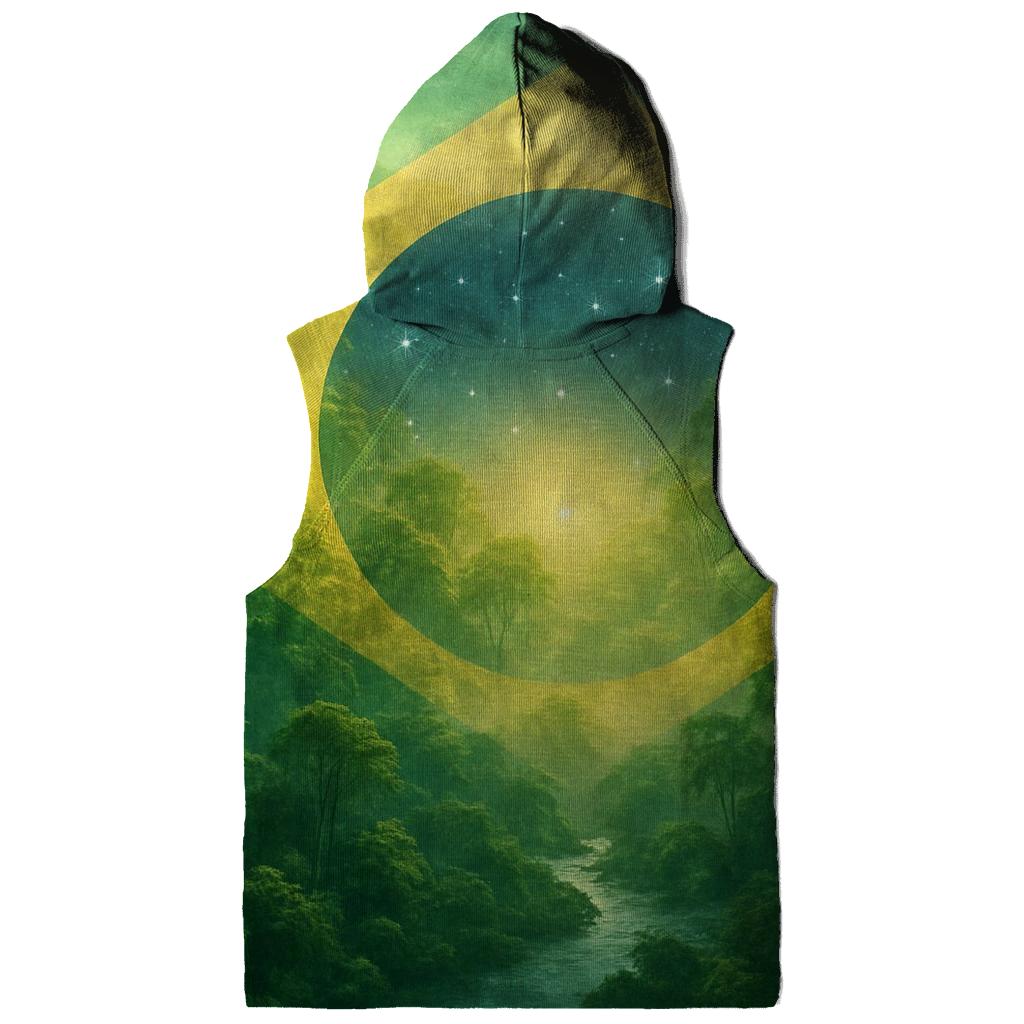 Brazilian Flag Rainforest Double Exposure zip-up hoodies
