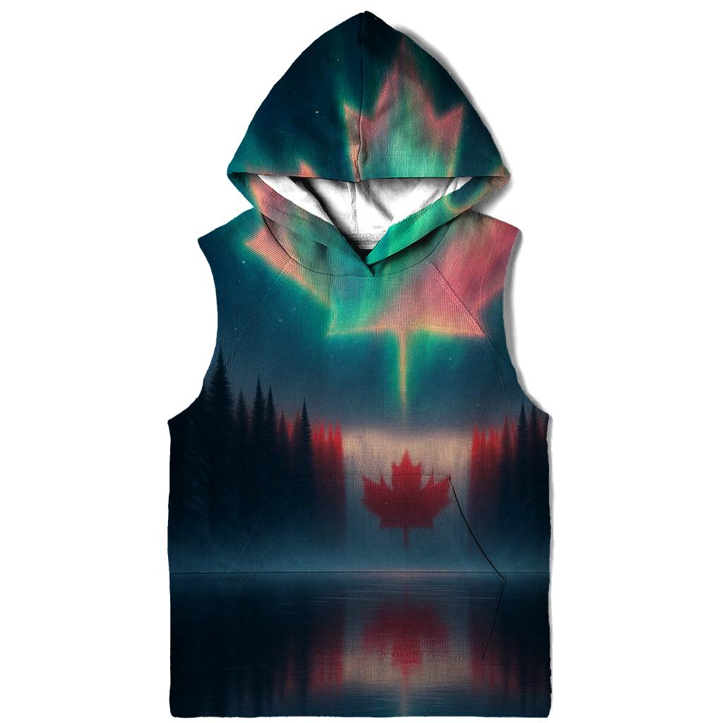 Canadian Flag Aurora Forest Reflection pullover hoodies