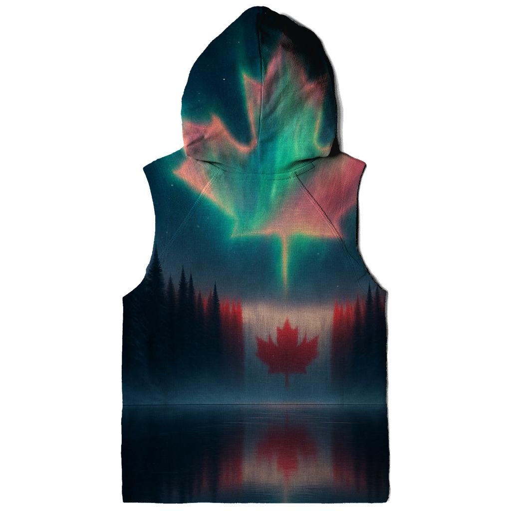 Canadian Flag Aurora Forest Reflection pullover hoodies