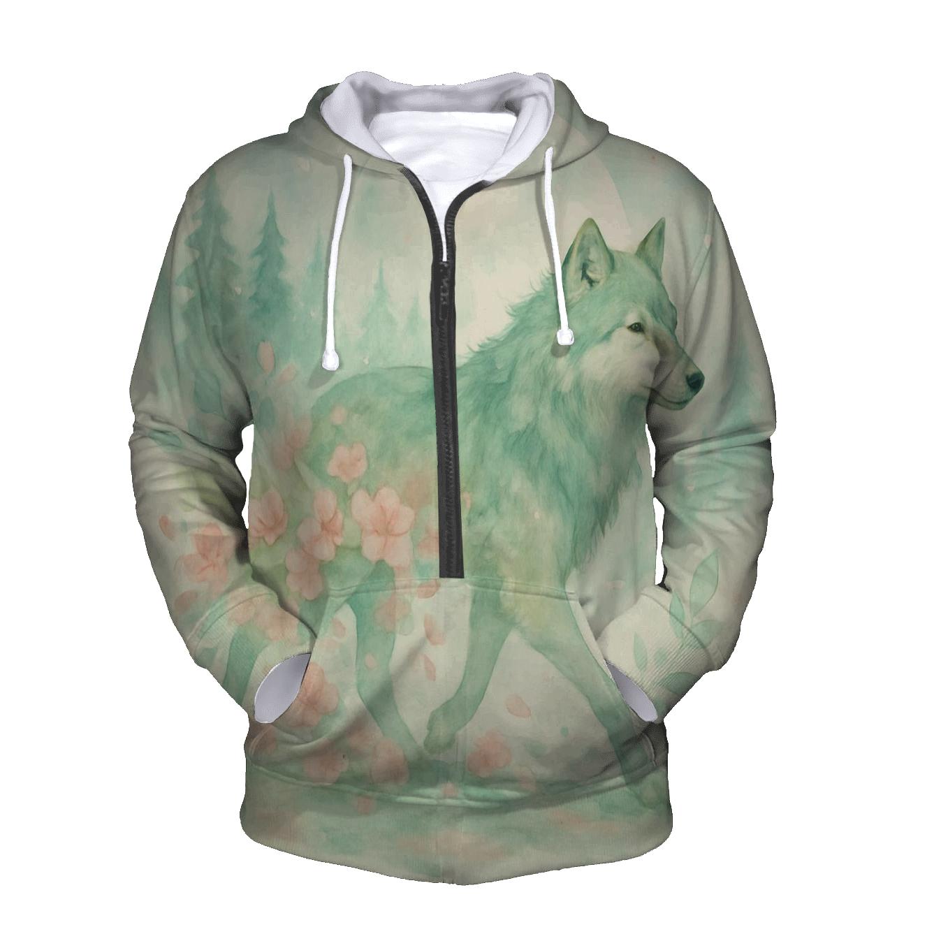 Forest Spirit Blossom Wolf custom hoodies