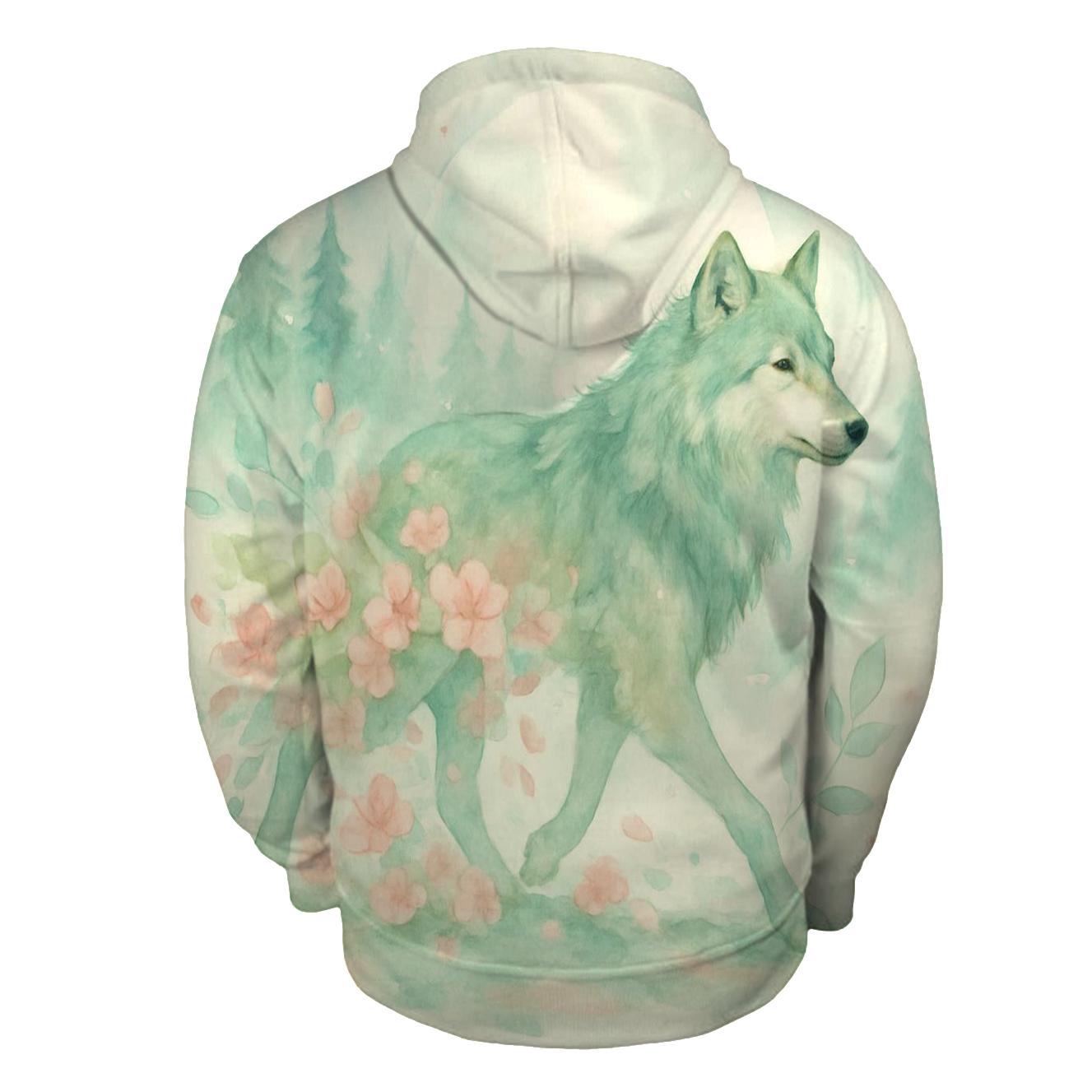 Forest Spirit Blossom Wolf custom hoodies