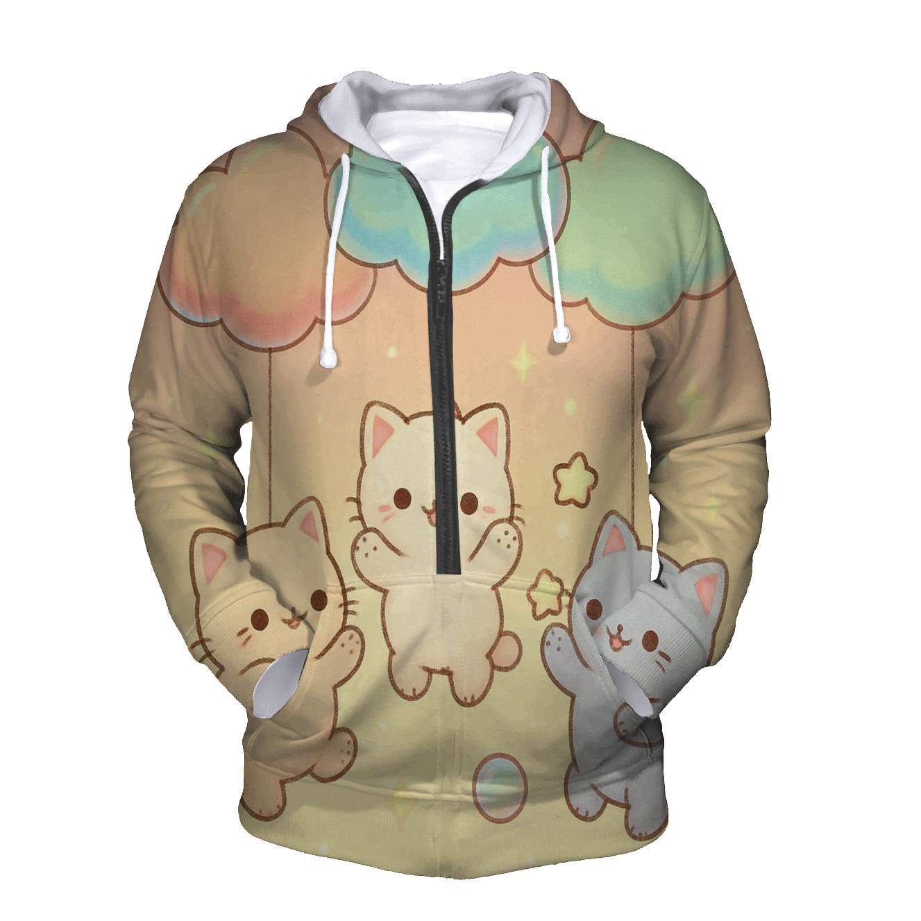 Pastel Balloon Cloud Kittens hoodie trends