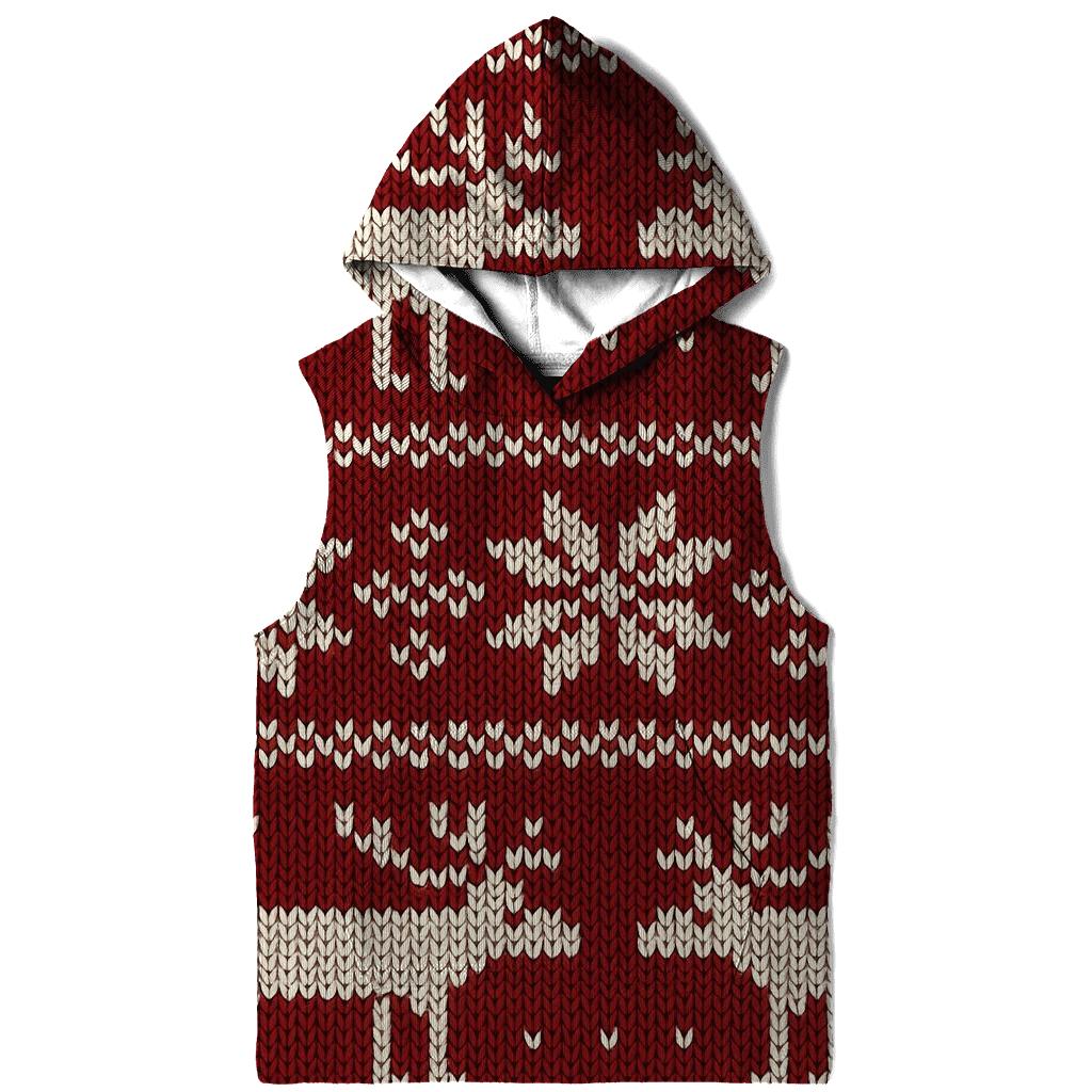 Nordic Reindeer Fair Isle On Deep Red graphic hoodies