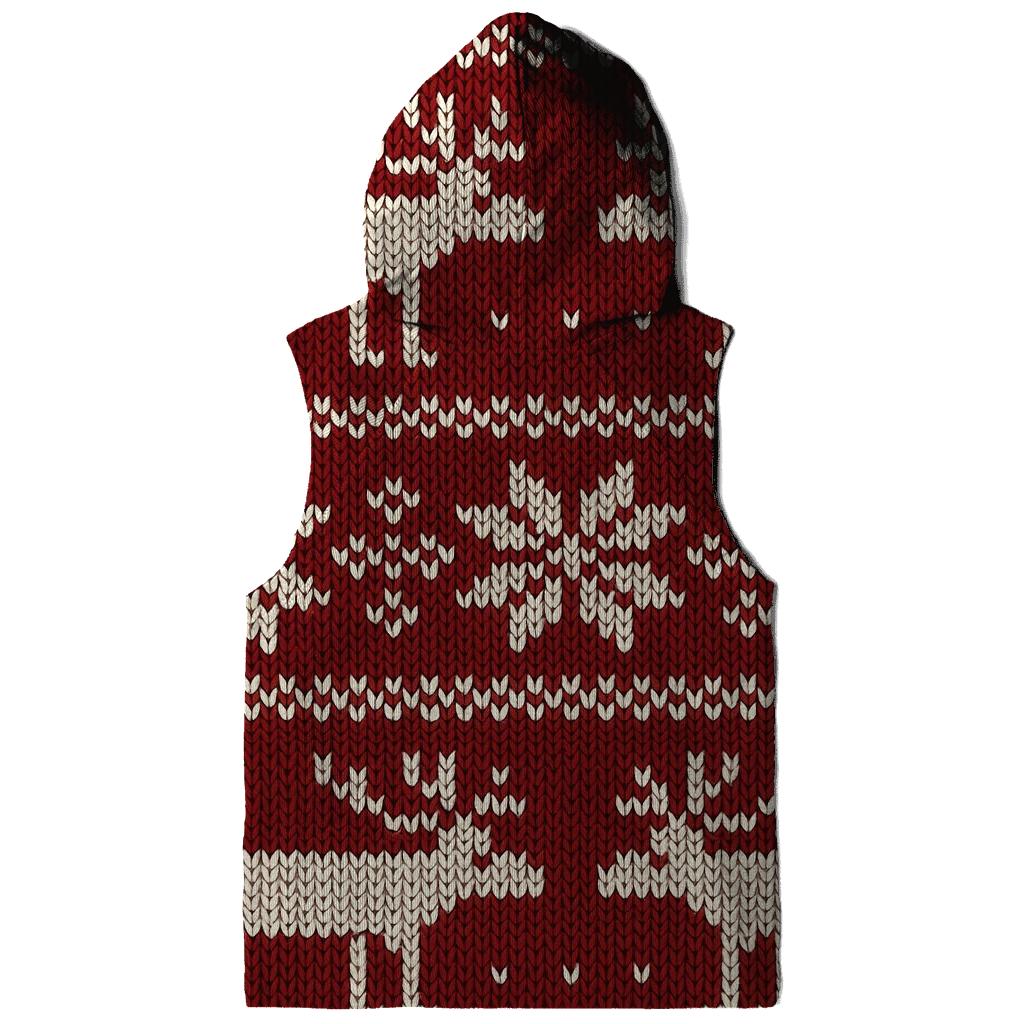Nordic Reindeer Fair Isle On Deep Red graphic hoodies