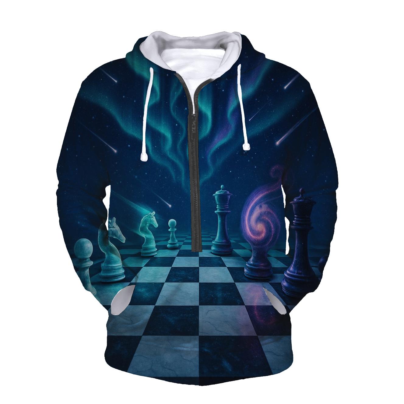 Cosmic Chessboard Skies zip-up hoodies