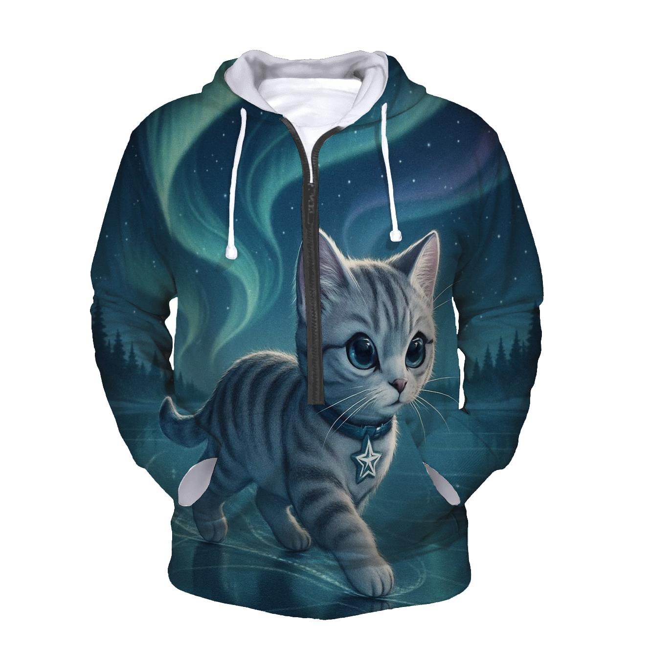 Aurora Ice Skating Cat custom hoodies