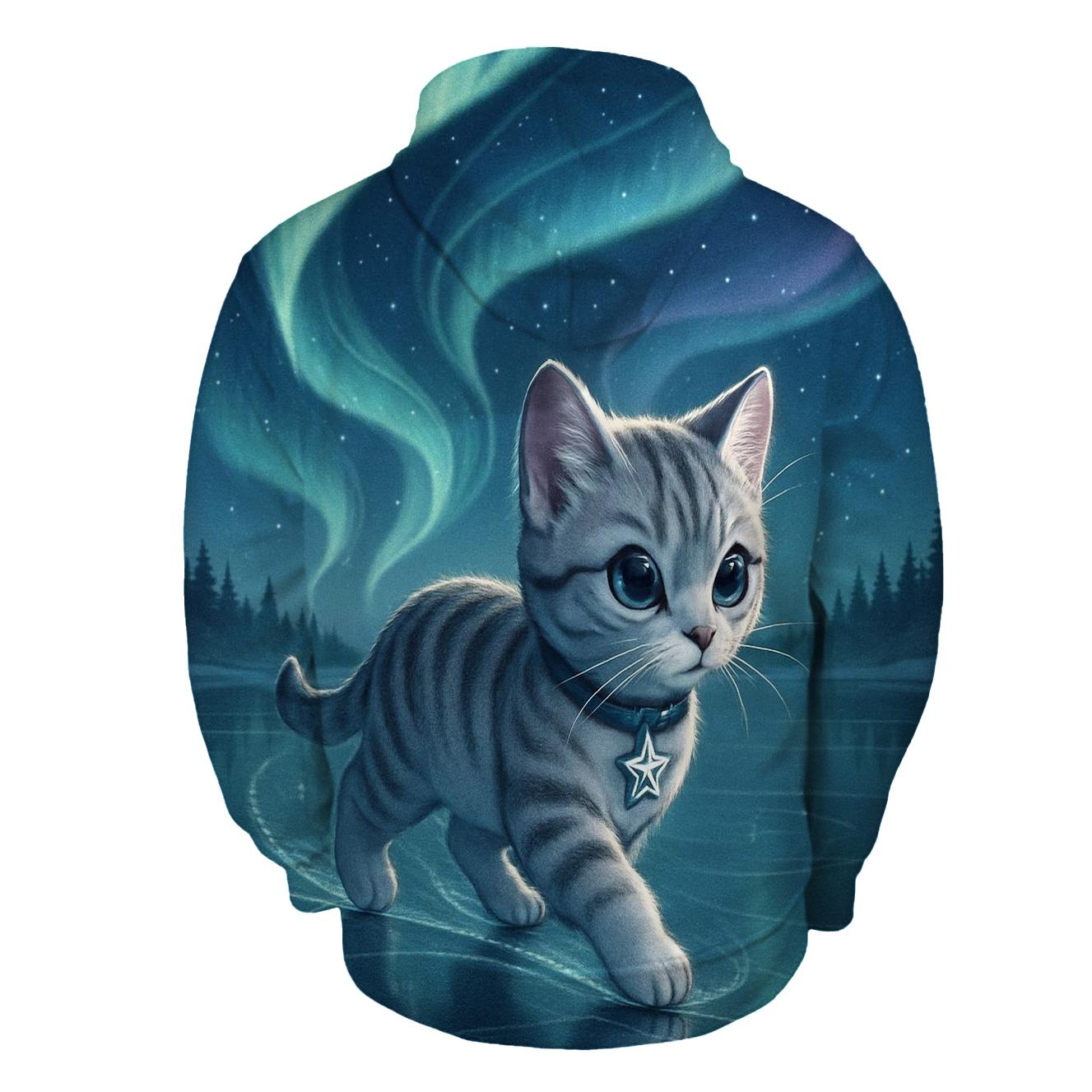 Aurora Ice Skating Cat custom hoodies