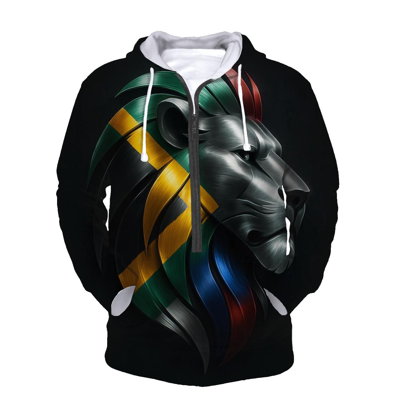 South African Flag Metallic Lion Silhouette hoodie designs