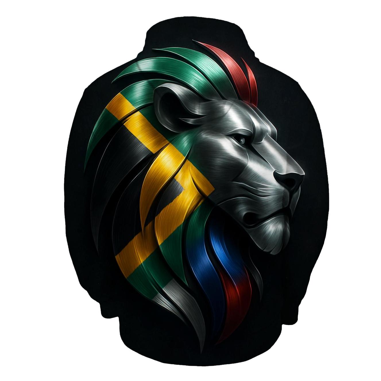 South African Flag Metallic Lion Silhouette hoodie designs