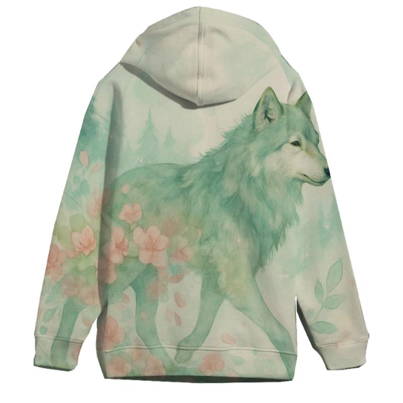 Forest Spirit Blossom Wolf printed hoodies