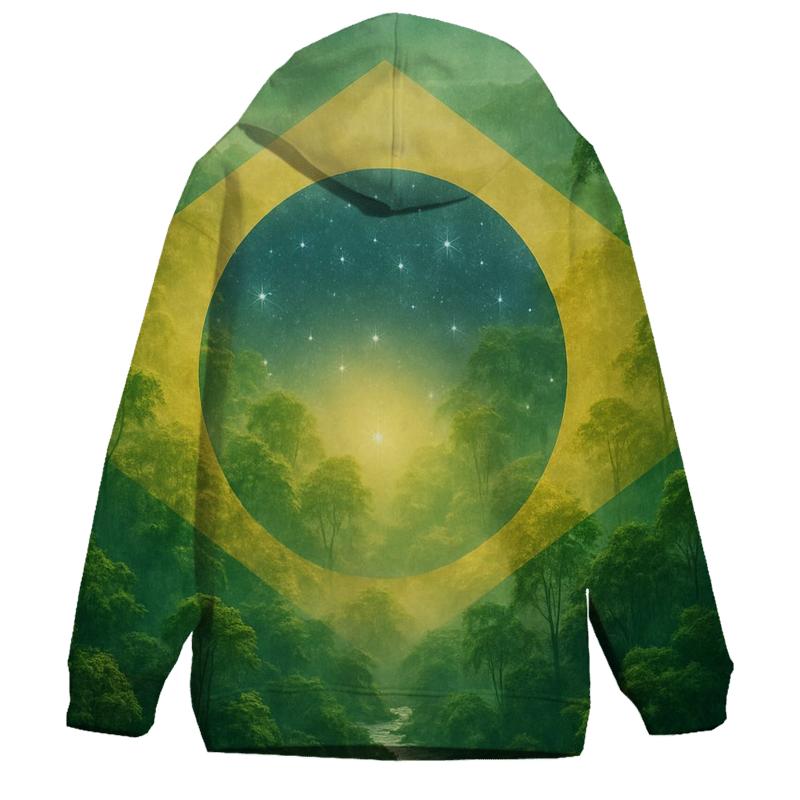 Brazilian Flag Rainforest Double Exposure pullover hoodies