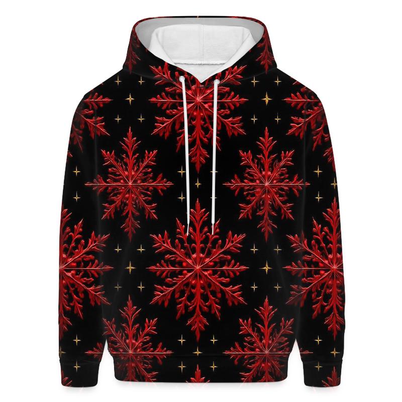 Crimson Snowflake Lattice On Midnight Black designer hoodies