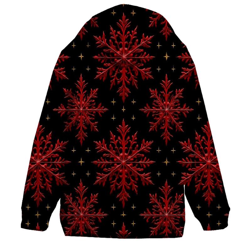 Crimson Snowflake Lattice On Midnight Black designer hoodies