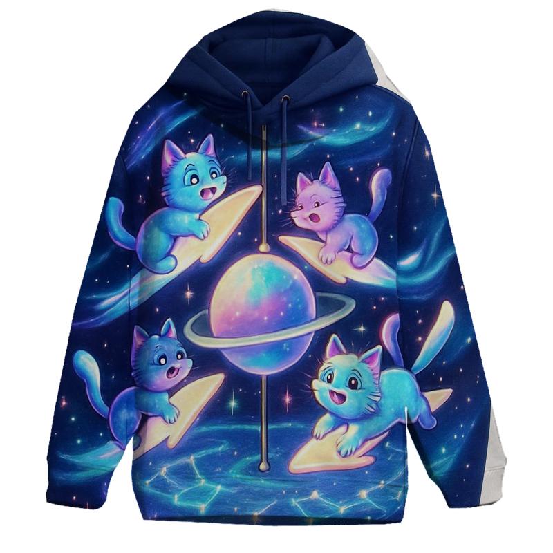 Cosmic Carousel Cats lightweight hoodies