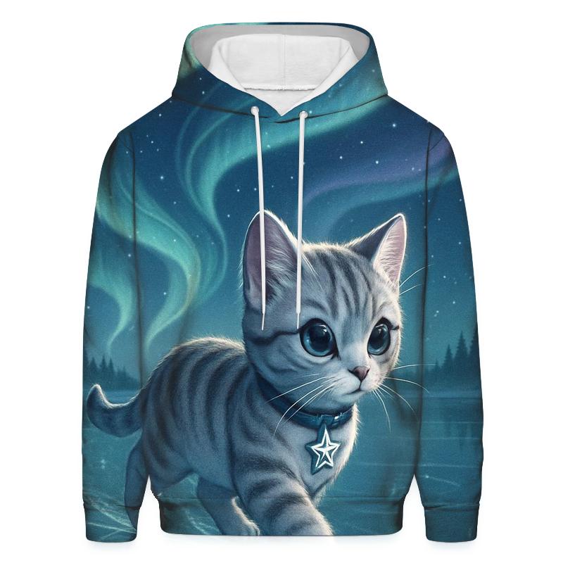 Aurora Ice Skating Cat designer hoodies