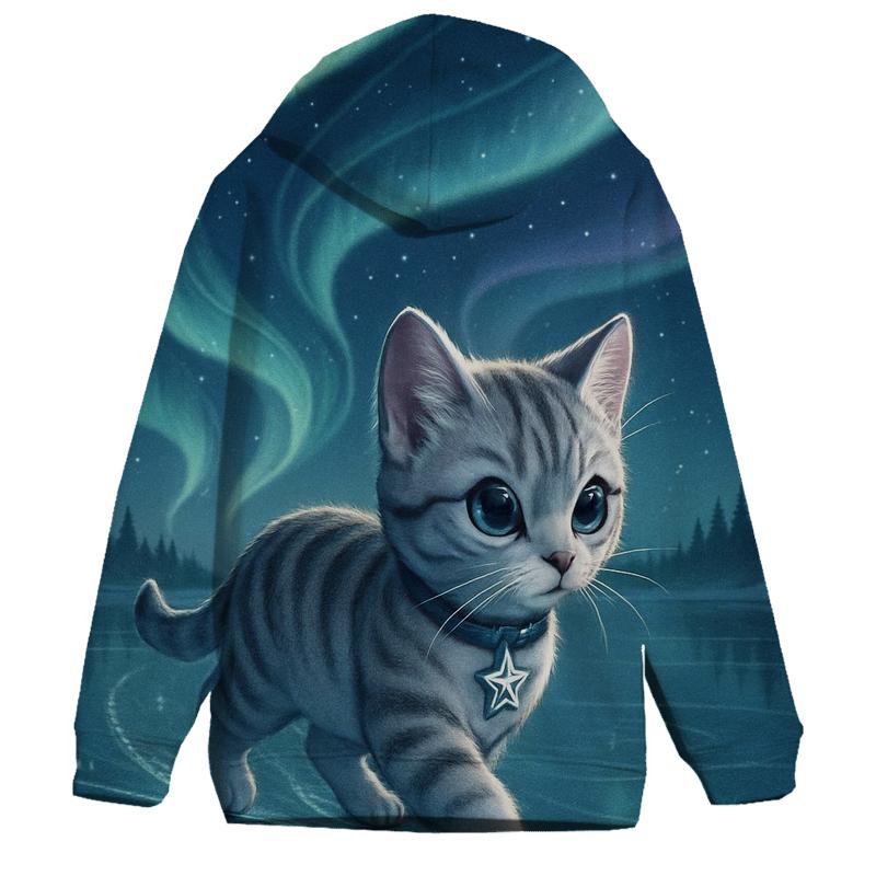 Aurora Ice Skating Cat designer hoodies
