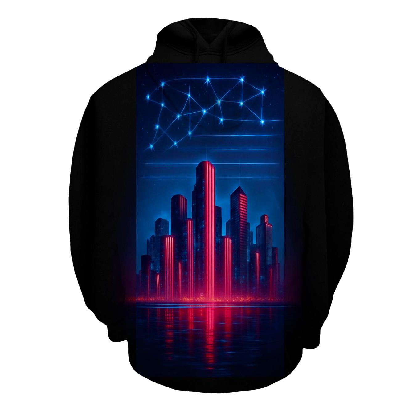 Neon Skyline Stripes graphic hoodies