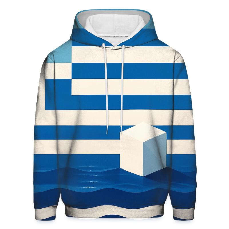 Greek Flag Island Shoreline Minimalism premium hoodies