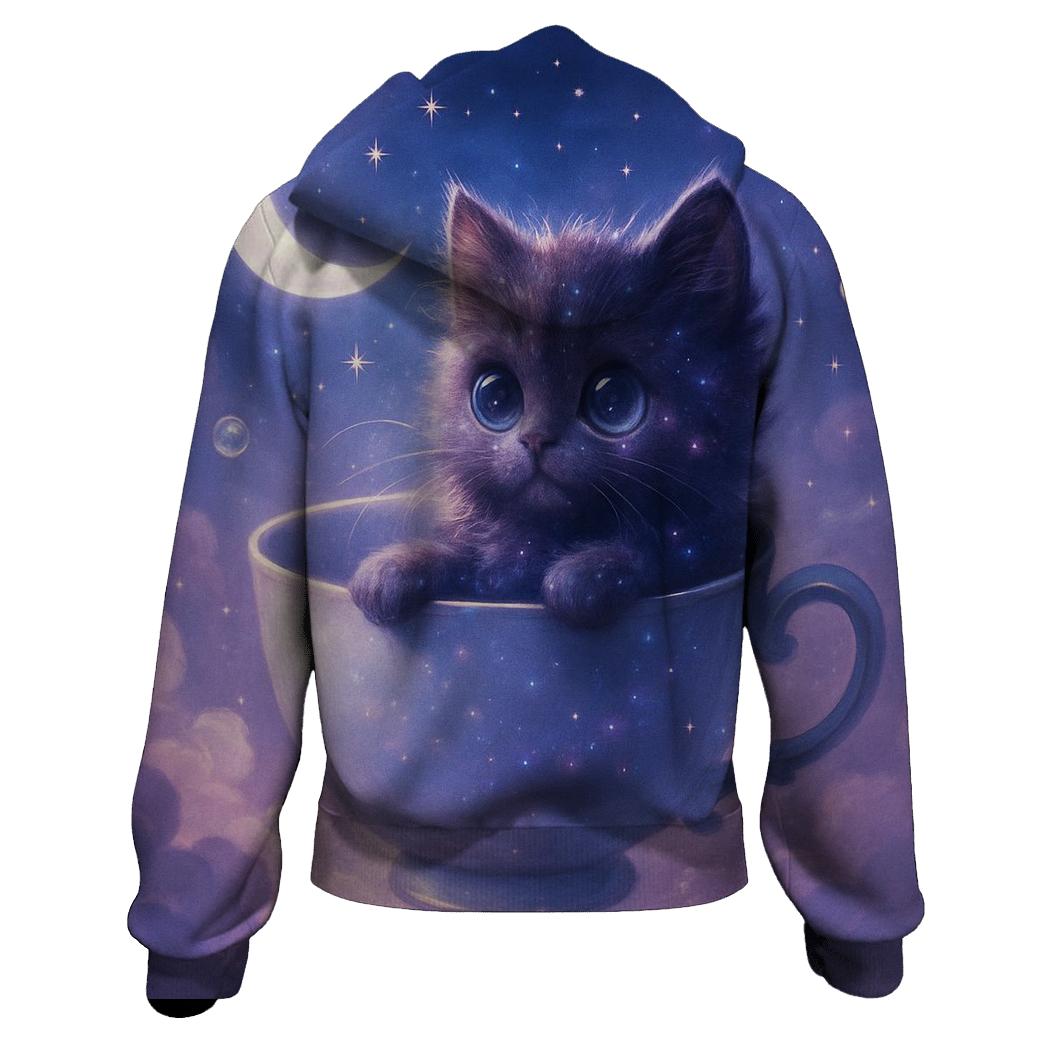 Celestial Teacup Cat zip-up hoodies