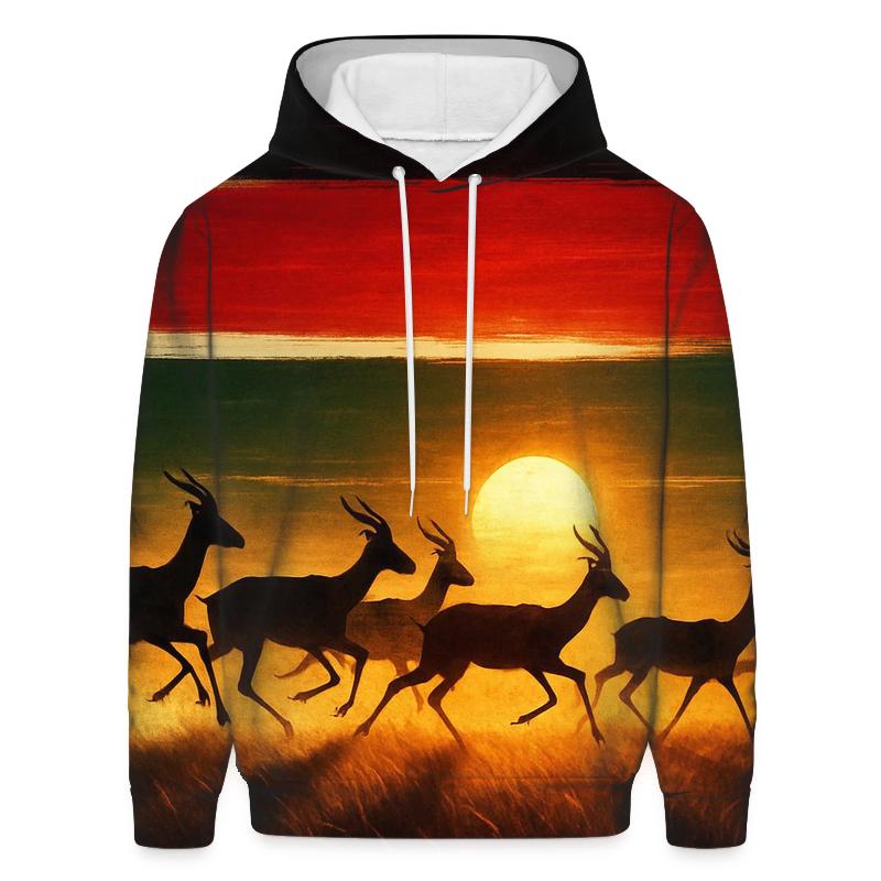 Kenyan Flag Savannah Running Silhouette graphic hoodies