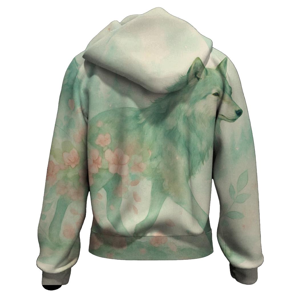 Forest Spirit Blossom Wolf lightweight hoodies