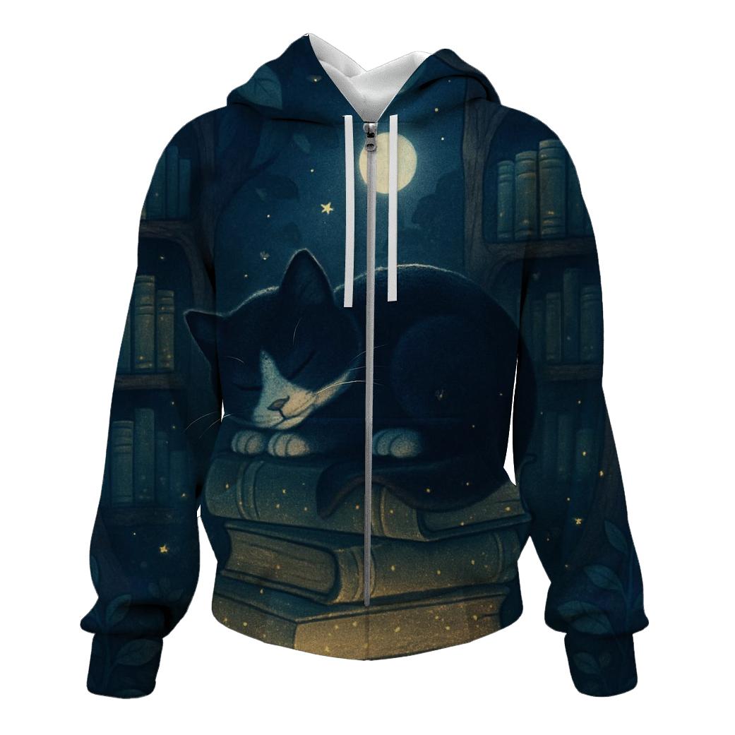Moonlit Library Cat hoodie styles