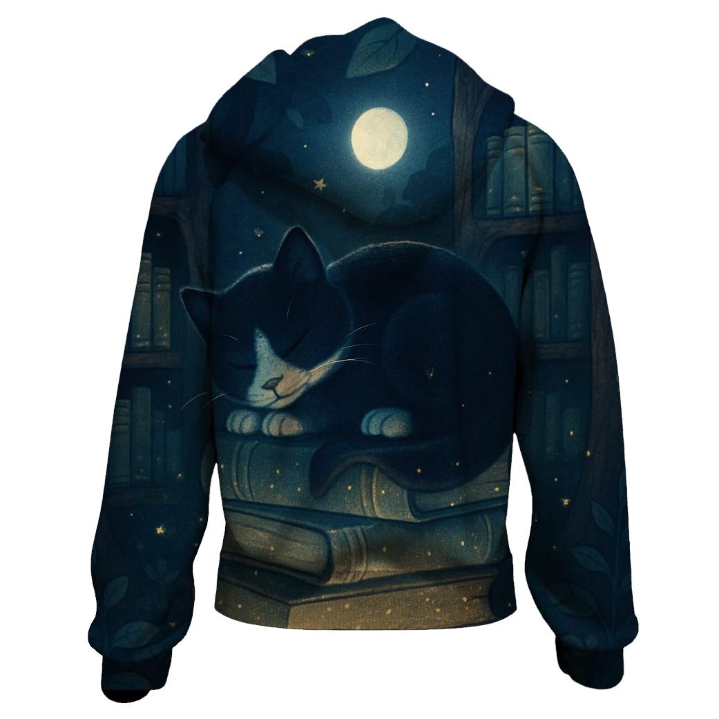 Moonlit Library Cat hoodie styles