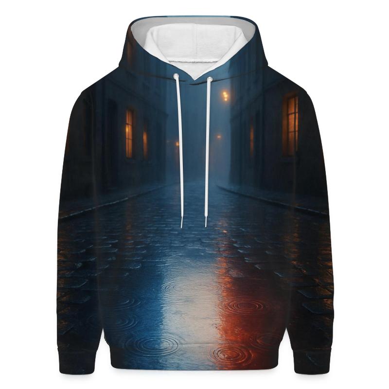 French Flag Rainy City Reflection embroidered hoodies