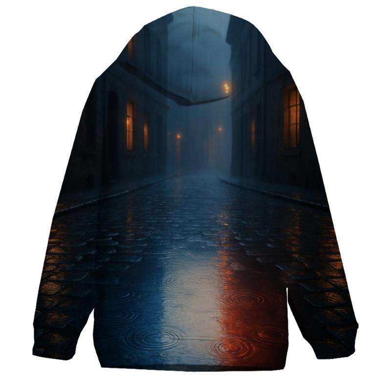 French Flag Rainy City Reflection embroidered hoodies