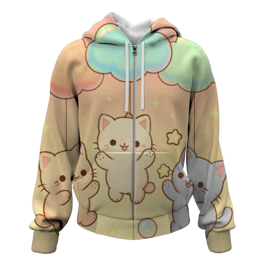 Pastel Balloon Cloud Kittens custom hoodies