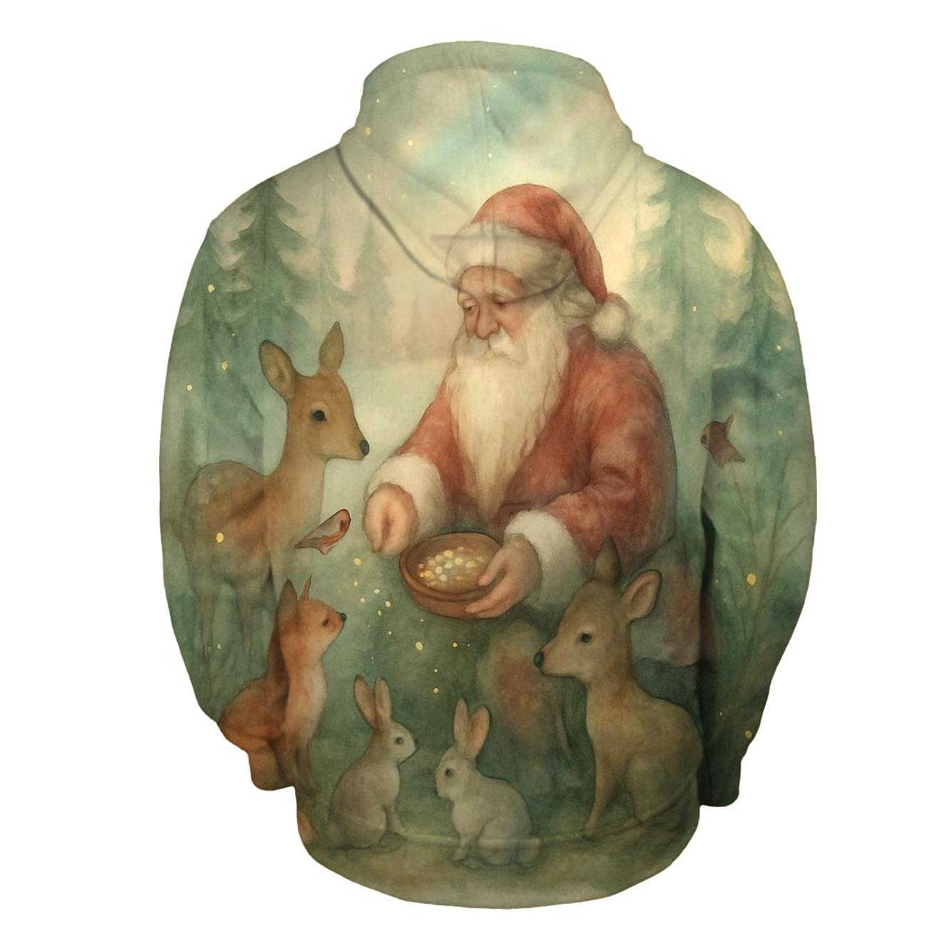 Cozy Forest Guardian Santa embroidered hoodies