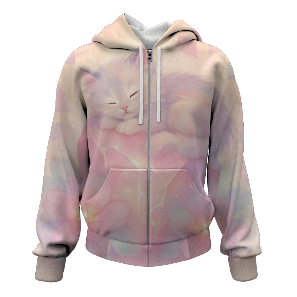 Crystal Garden Napping Cat pullover hoodies