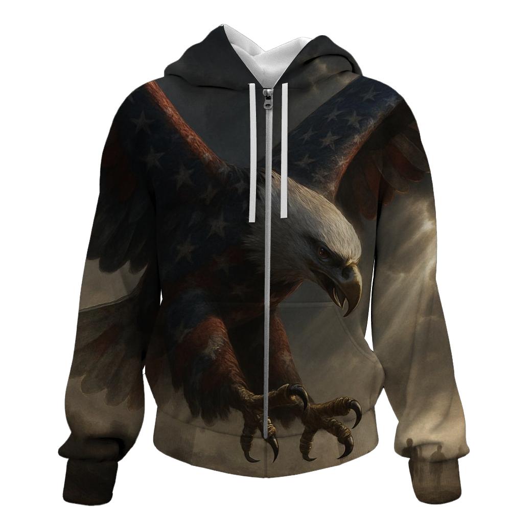 Eagle Over The Valorous Field printed hoodies