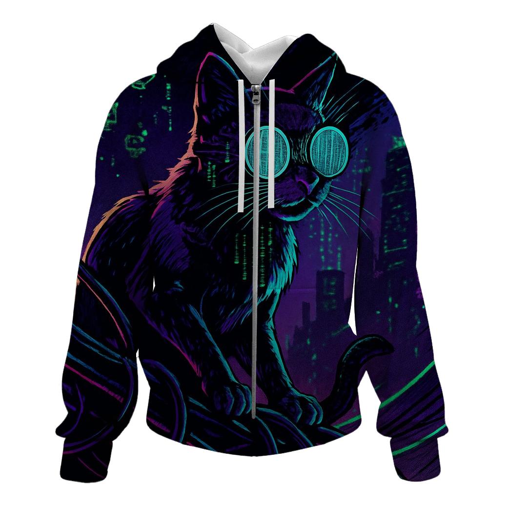 Cyber Oculus Hacker Cat pullover hoodies