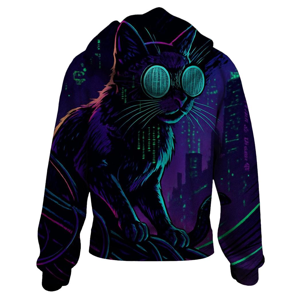 Cyber Oculus Hacker Cat pullover hoodies