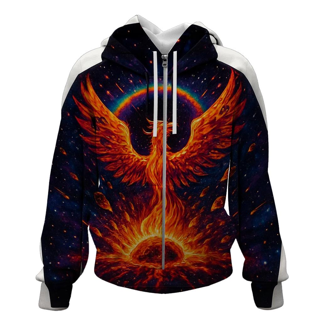 Stellar Phoenix Rebirth zip-up hoodies