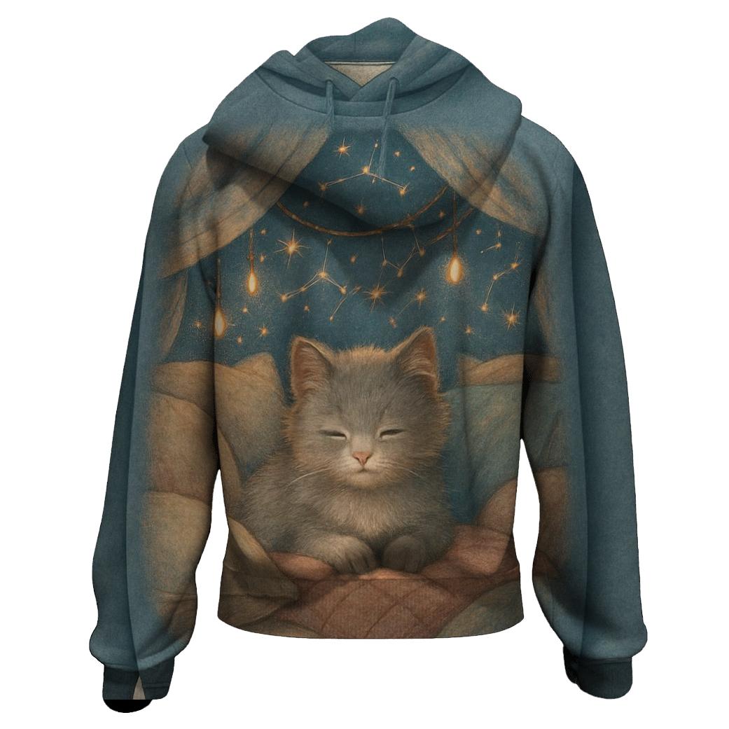 Starlit Pillow Fort Cat zip-up hoodies