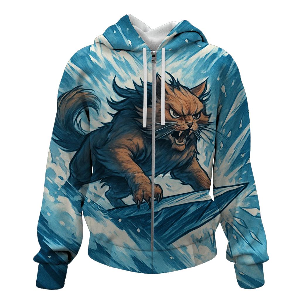 Arctic Storm Rider Snow Cat graphic hoodies