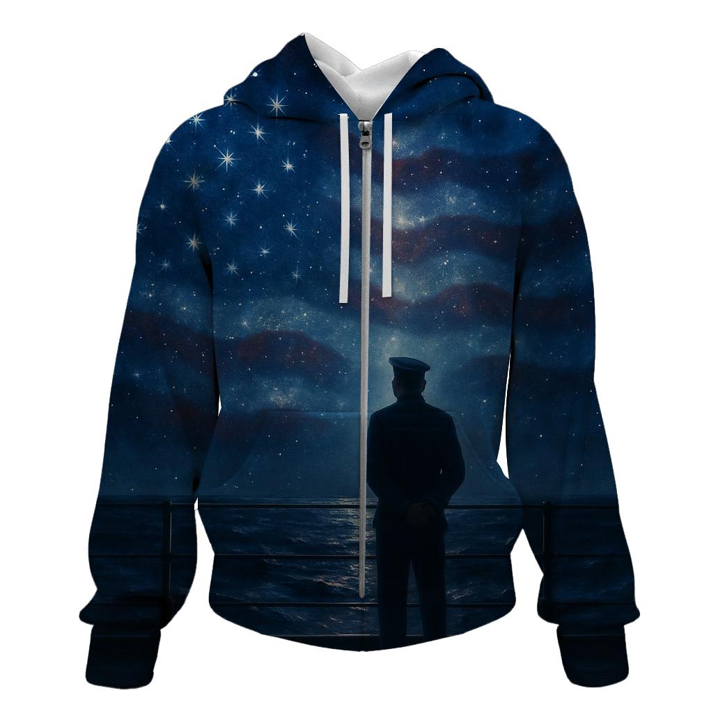 Lone Sailor Under The Star Spangled Sky graphic hoodies