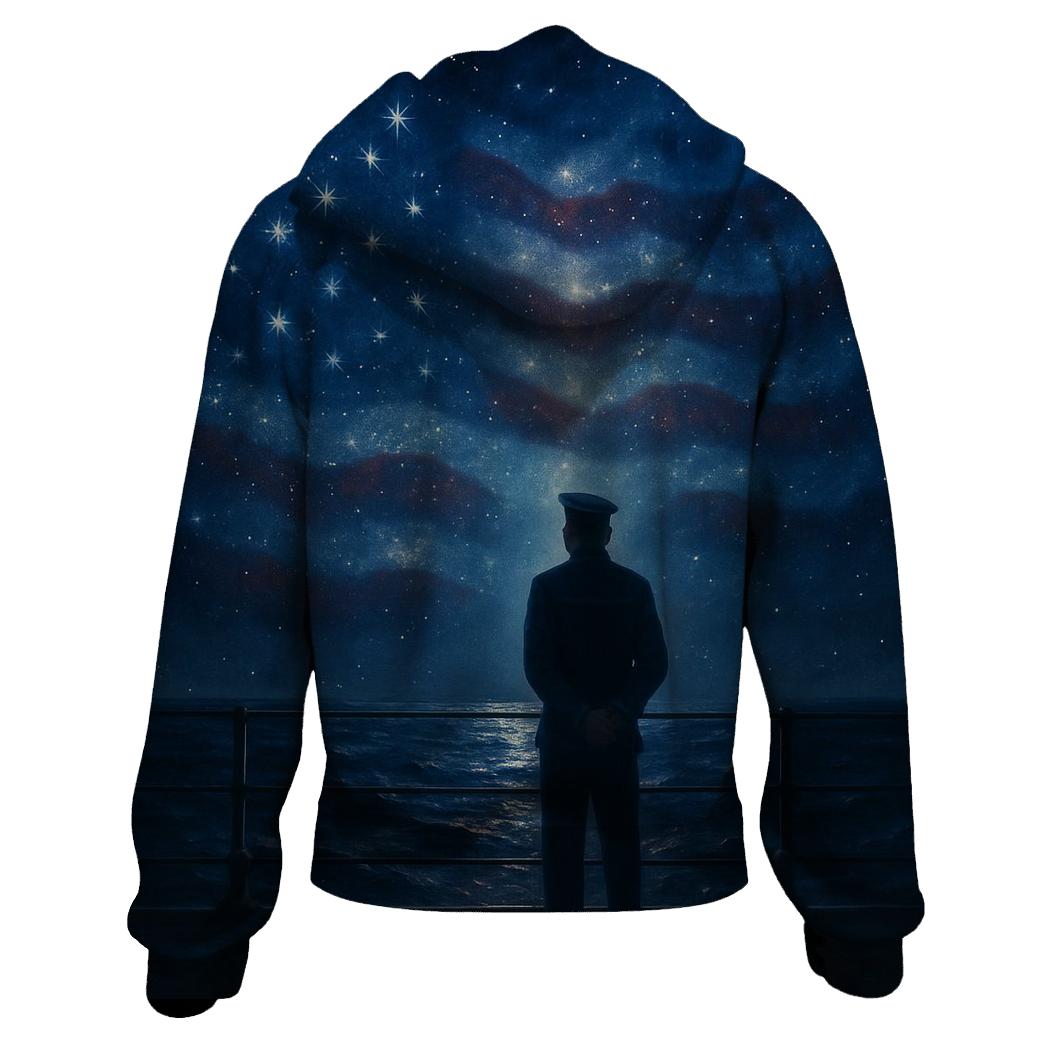 Lone Sailor Under The Star Spangled Sky graphic hoodies