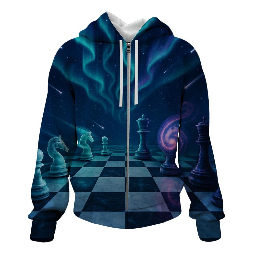 Cosmic Chessboard Skies premium hoodies