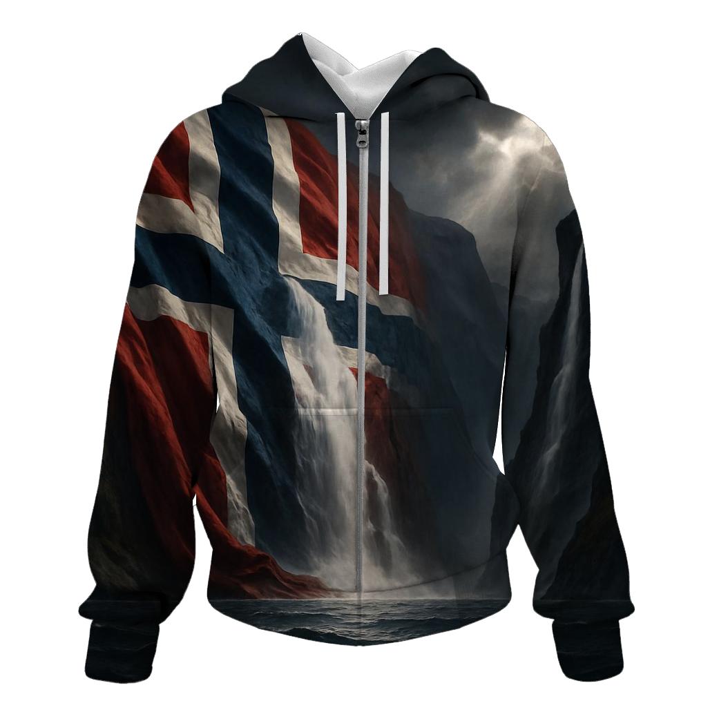 Norwegian Flag Fjord Storm Light premium hoodies