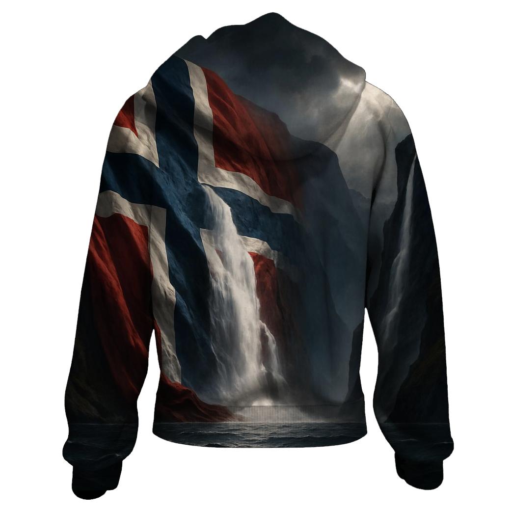 Norwegian Flag Fjord Storm Light premium hoodies