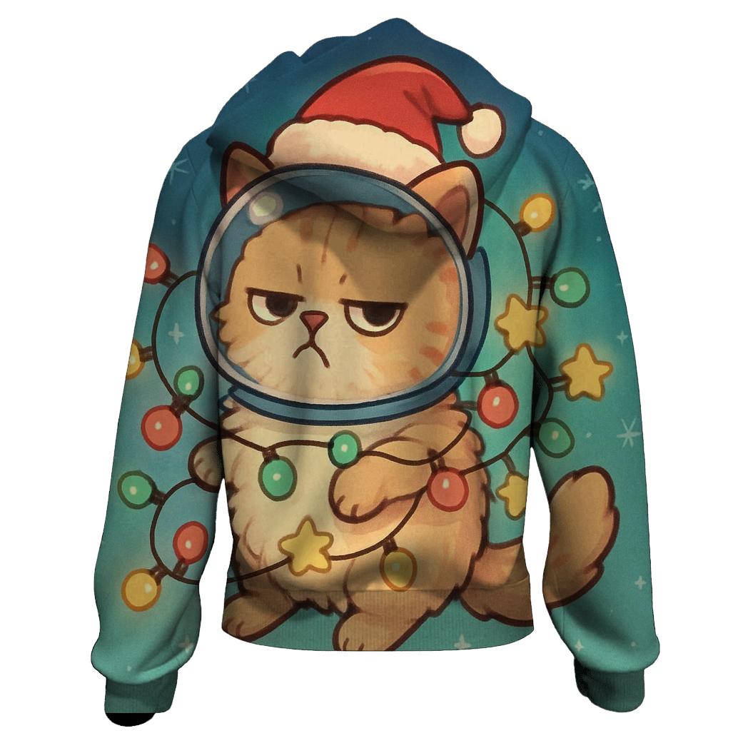 Space Cat Tangled In Christmas Lights hoodie styles
