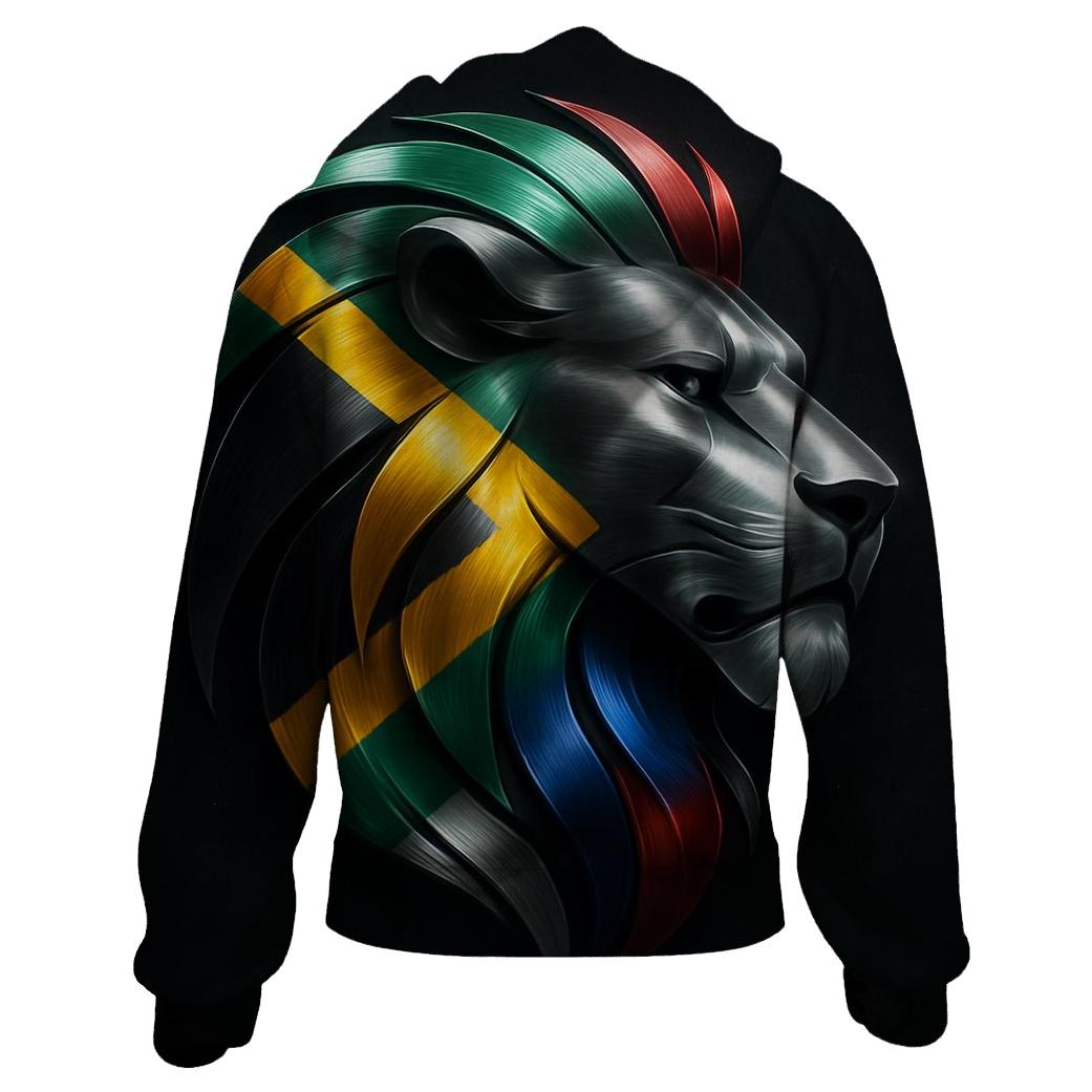 South African Flag Metallic Lion Silhouette premium hoodies