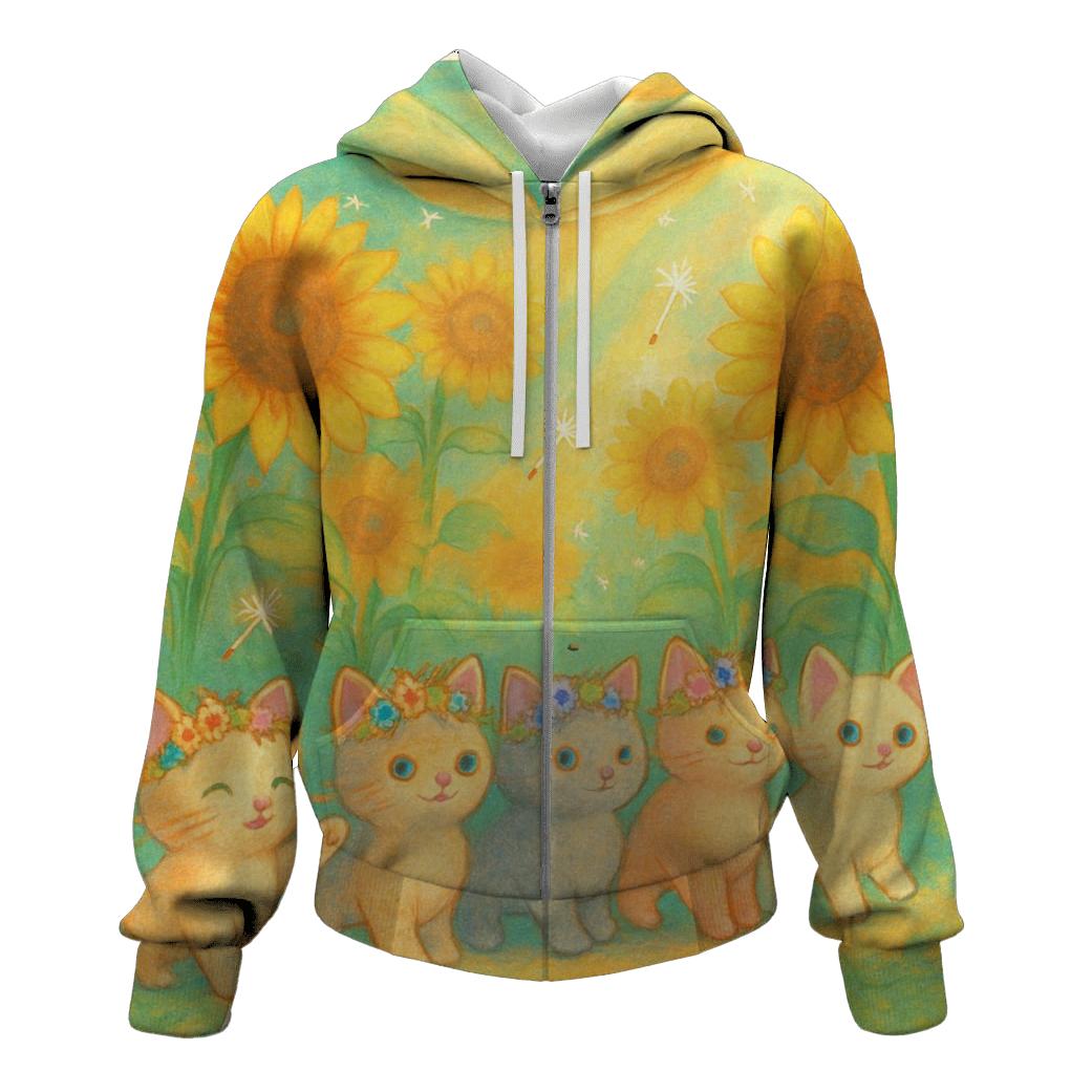 Sunflower Meadow Cat Parade custom hoodies