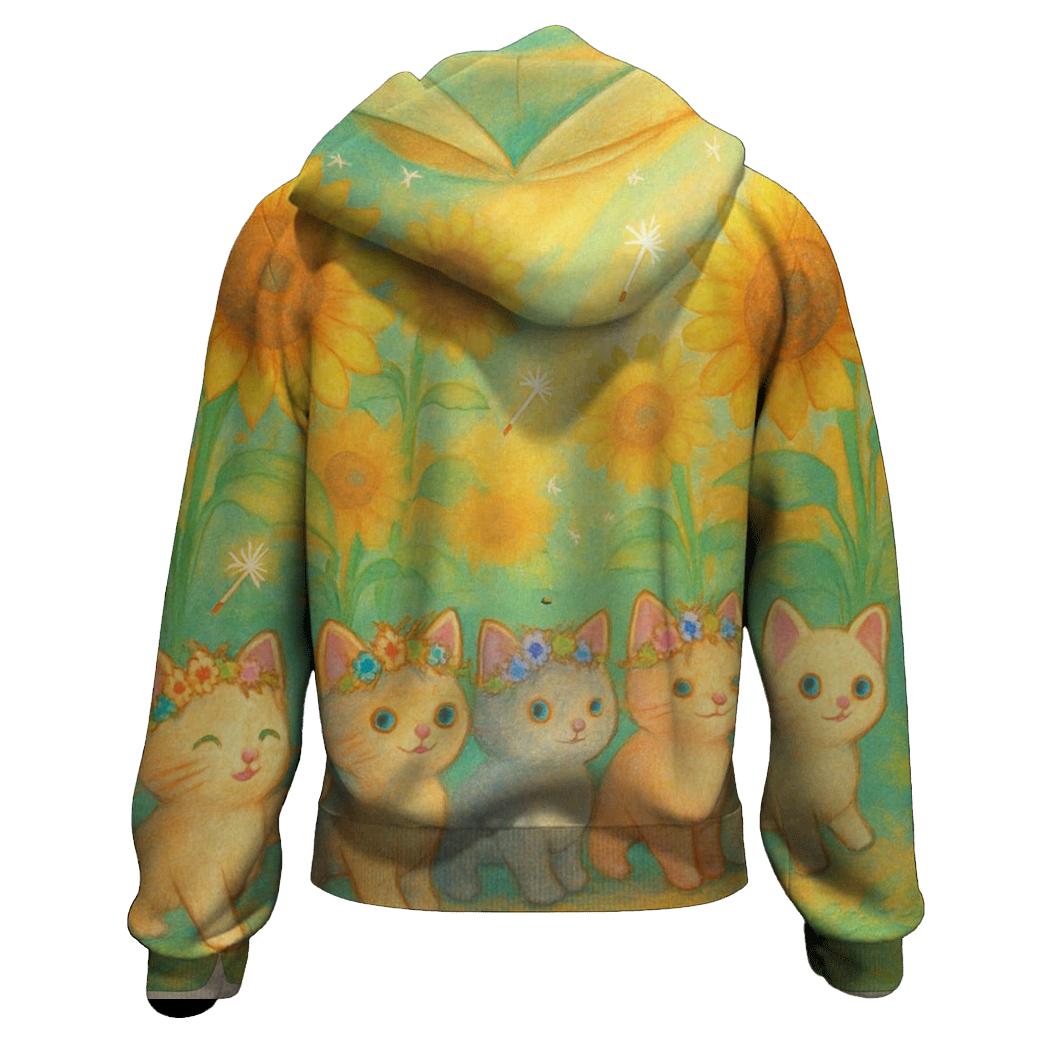 Sunflower Meadow Cat Parade custom hoodies